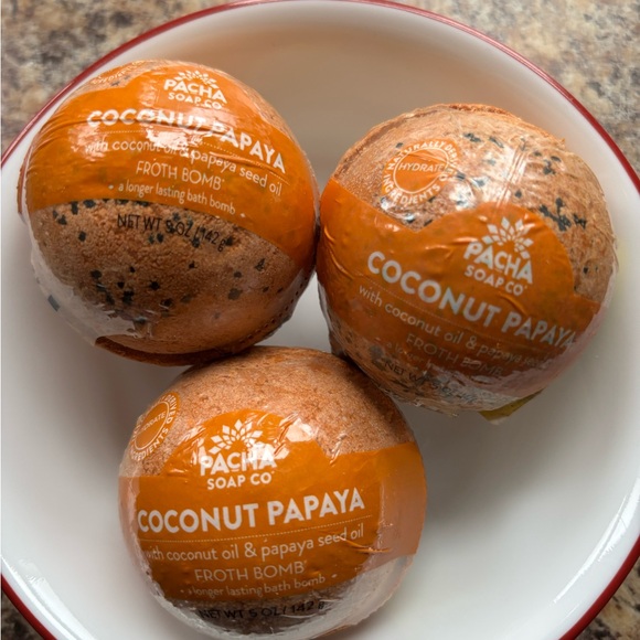 Pacha Soap Co Coconut Papaya Froth Bombs 3pk - Picture 1 of 1